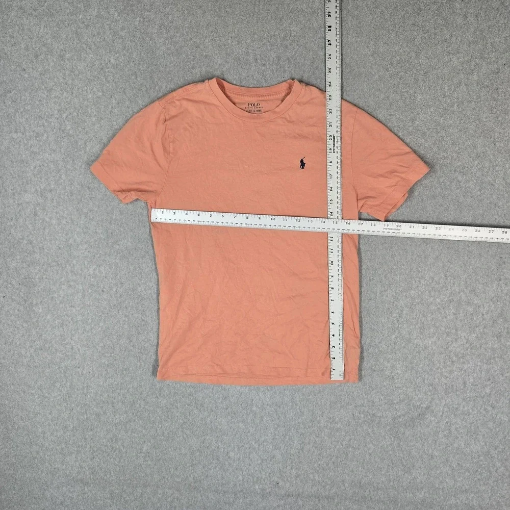 Polo Ralph Lauren Boys Shirt L (14-16) Peach Logo Short Sleeve